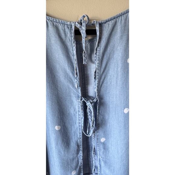 Cloth & Stone Open Back Top Women's Size Medium Chambray Polka Dot Print Blouse - Picture 7 of 9